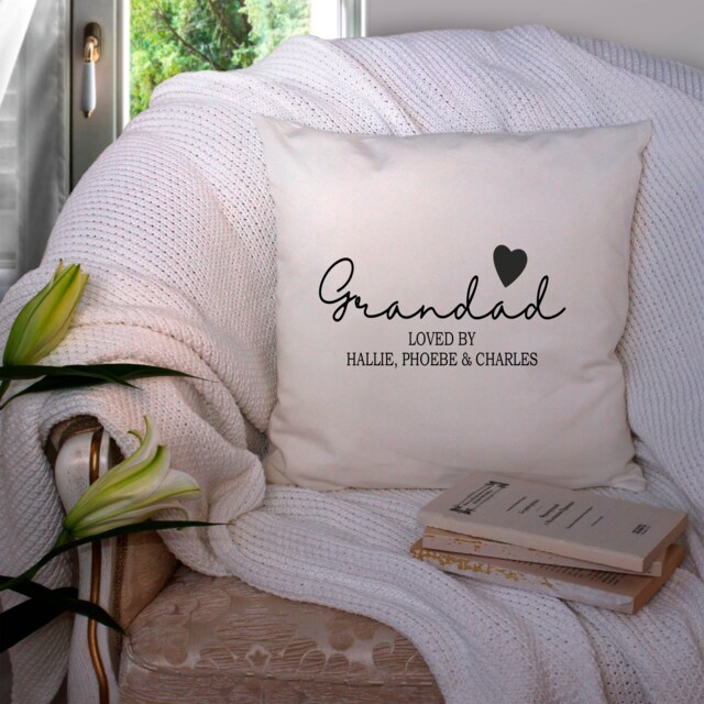 Grandad, Grandpa, Grampy Cushion ~ Loved By Personalised Pillow Including Infill Father's Day Gift For Him Christmas - image 1
