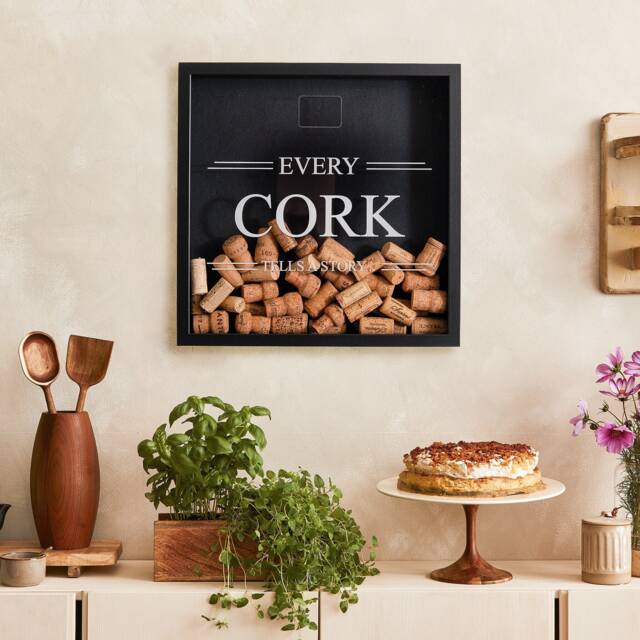 Wine Cork Collector Frame Champagne Corks White Black Wood