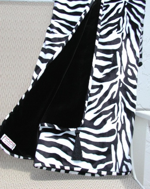 Zebra Home Decor, Black & White, Velvet Blanket, Safari Jungle Theme Throw Wedding Couple Gift - image 1