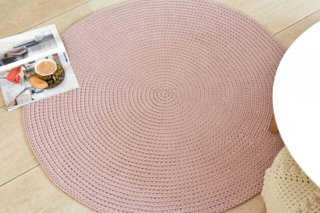 Crochet Modern Dusty Rose Rug/ Nursery Room Rugs/ Area Carpet Round - image 1