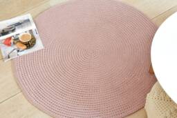 Crochet Modern Dusty Rose Rug/ Nursery Room Rugs/ Area Carpet Round
