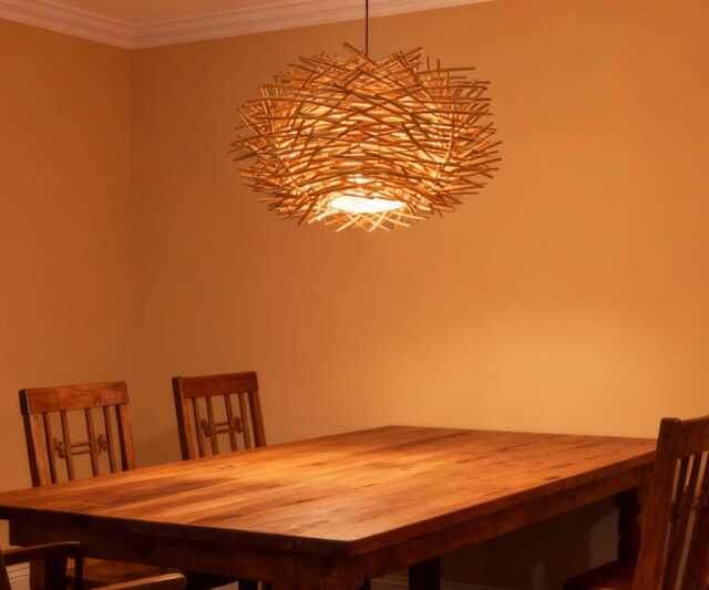 Rattan Pendant Light, Bird Nest Rustic Ceiling Lamp, Decor Lighting Fixture, 4 Sizes Available - image 1