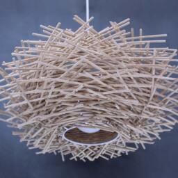 Rattan Pendant Light, Bird Nest Rustic Ceiling Lamp, Decor Lighting Fixture, 4 Sizes Available - thumbnail 3
