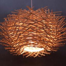Rattan Pendant Light, Bird Nest Rustic Ceiling Lamp, Decor Lighting Fixture, 4 Sizes Available - thumbnail 2