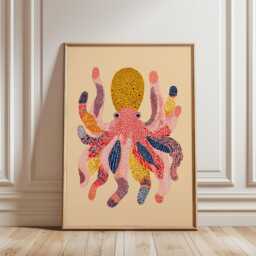 Octopus Art Print, Colourful Nautical Illustration, Modern Coastal Poster - thumbnail 2