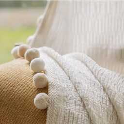 A Pair Of Chenille Semi Sheer Curtains With Bead Trim On Leading Edge, Living Room Curtains, Caf?? Curtains, Privacy Curtains, Custom Made - thumbnail 4