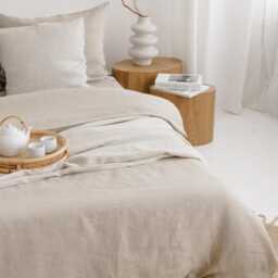 Natural Linen Sheet Set 4P - Fitted, Flat, 2 Pillowcases, 3P Pillowcase & Duvet Cover Bedding Set. Hosting, Christmas Gift - thumbnail 2