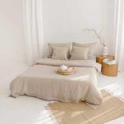 Natural Linen Sheet Set 4P - Fitted, Flat, 2 Pillowcases, 3P Pillowcase & Duvet Cover Bedding Set. Hosting, Christmas Gift - thumbnail 3