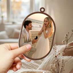 Personalized Engagement Christmas Ornament, Custom Couple Photo First Married Calendar Keepsake, Newly Gift - thumbnail 3