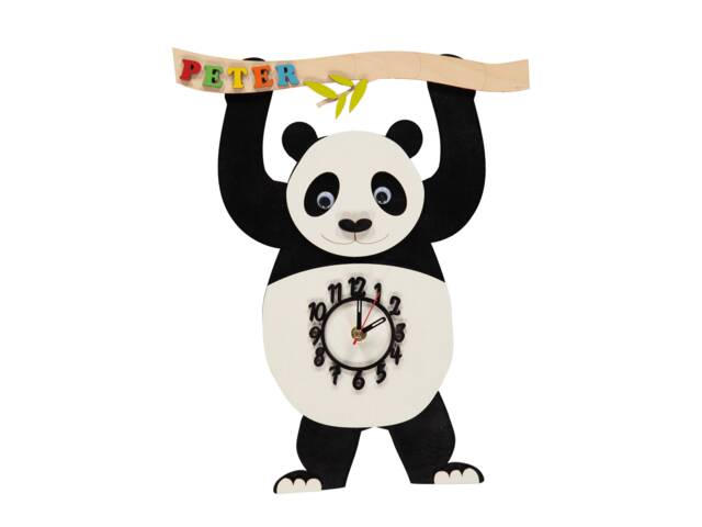 Panda Personalised Wooden Pendulum Children's Clock - image 1