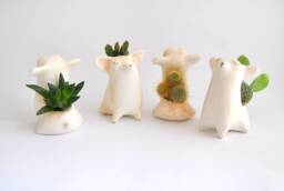 Ceramic Chihuahua Flower Pot Sitting On Its Feet, Perfect For Cactus, Succulents & Air Plants. Dog Planter. Made To Order - thumbnail 1