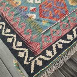 Kilim Rug Multicolour, Handmade Artisan Afghan Turkish Persian Rug, Navajo Moroccan Bohemian Flatweave, Natural Wool Dhurrie 125x82 cm - thumbnail 3