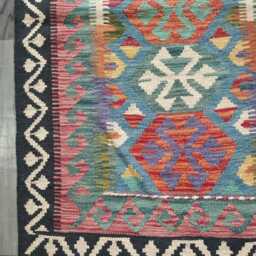 Kilim Rug Multicolour, Handmade Artisan Afghan Turkish Persian Rug, Navajo Moroccan Bohemian Flatweave, Natural Wool Dhurrie 125x82 cm - thumbnail 2