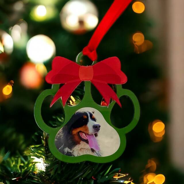 Paw Shape Christmas Tree Ornament With Photo, Any Photo Ornament, Custom Bauble - image 1