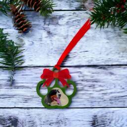 Paw Shape Christmas Tree Ornament With Photo, Any Photo Ornament, Custom Bauble - thumbnail 2