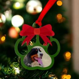 Paw Shape Christmas Tree Ornament With Photo, Any Photo Ornament, Custom Bauble - thumbnail 1