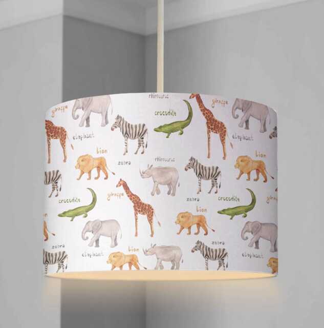 Lampshade - Safari Animals Abc, Lampshade Or Table Lampshade Childrens Room Round - image 1