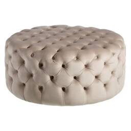 Handmade Round Chesterfield Footstool Plush Upholstered Coffee Table - thumbnail 2