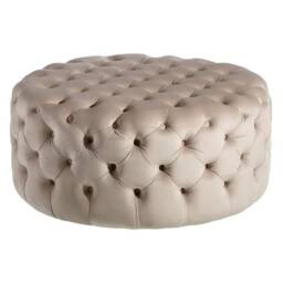 Handmade Round Chesterfield Footstool Plush Upholstered Coffee Table