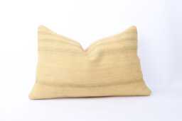 Handwoven Turkish Kilim Pillow Bohemian Lumbar Cushion, 16x24 - thumbnail 1
