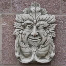 Tealight Green Man Stone Bird Feeder - Greenman Outdoor Hanging Plaque Wall Art Garden Ornament Gift Decoration Celtic - thumbnail 1