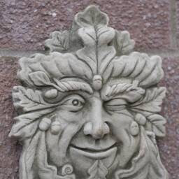 Tealight Green Man Stone Bird Feeder - Greenman Outdoor Hanging Plaque Wall Art Garden Ornament Gift Decoration Celtic - thumbnail 2