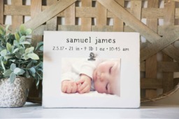 Birth Stats Picture Frame Sign, Newborn Picture Frame, New Baby Gift, Hospital Photo, Shower Birth Stats Sign, Engraved Wood - thumbnail 1