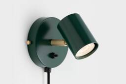 Lea Mid Century Modern Plug-In Wall Sconce Dark Green With Shades Flush Mount Vanity Light Bedside Lamp Retro Fixture - thumbnail 1