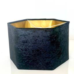 New Luxury Premium Quality Hexagon Crushed Velvet Lamp Shade Pendant Light Black With Brushed Gold Lining - thumbnail 2
