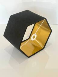 New Luxury Premium Quality Hexagon Crushed Velvet Lamp Shade Pendant Light Black With Brushed Gold Lining - thumbnail 1