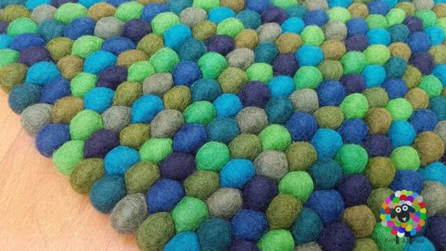 Felt Ball Rug Handmade 100% Wool Play Mat - image 1