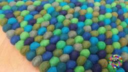 Felt Ball Rug Handmade 100% Wool Play Mat - thumbnail 1