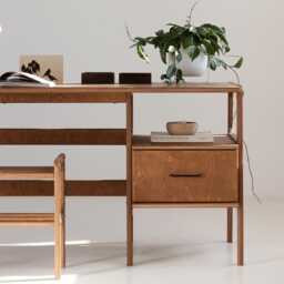 Computer Desk With Drawer, Plywood Desk, Wooden Handmade Mid Century Modern Home Ooffice Custom Size - thumbnail 4