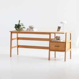 Computer Desk With Drawer, Plywood Desk, Wooden Handmade Mid Century Modern Home Ooffice Custom Size - thumbnail 1