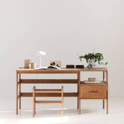 Computer Desk With Drawer, Plywood Desk, Wooden Handmade Mid Century Modern Home Ooffice Custom Size - thumbnail 2