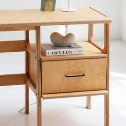 Computer Desk With Drawer, Plywood Desk, Wooden Handmade Mid Century Modern Home Ooffice Custom Size - thumbnail 3