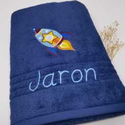 Guest Towel/Hand Bath 500Gsm Personalized Embroidery Space Spaceship Rocket Drive 08 Name - thumbnail 3