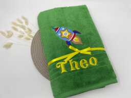Guest Towel/Hand Bath 500Gsm Personalized Embroidery Space Spaceship Rocket Drive 08 Name