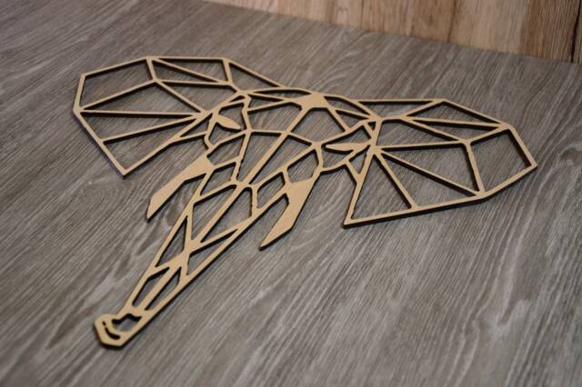 Elephant Geometric Low Poly Wall Art, Animal Hanging, Decor, Wood Shape, Laser Cut, Interior Design, Home Decor - image 1