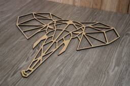 Elephant Geometric Low Poly Wall Art, Animal Hanging, Decor, Wood Shape, Laser Cut, Interior Design, Home Decor - thumbnail 1