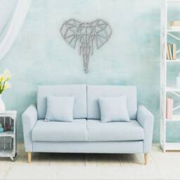 Elephant Geometric Low Poly Wall Art, Animal Hanging, Decor, Wood Shape, Laser Cut, Interior Design, Home Decor - thumbnail 4