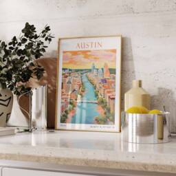 Austin Travel Print, United States Gift, Printable City Poster, Wedding Birthday Present - thumbnail 3