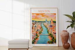 Austin Travel Print, United States Gift, Printable City Poster, Wedding Birthday Present - thumbnail 1