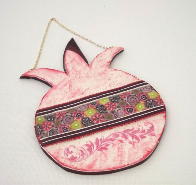 Pomegranate Decor, Crimson Wall Judaica Israel, Made in Colorful Home House Warming Gift Passover Gift - image 1