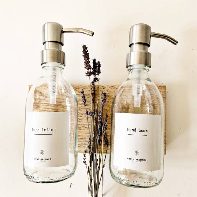 New Refillable Glass Bottle 300Ml, Shampoo, Soap, Lotion Dispenser, Bathroom, Kitchen Bottles - image 1