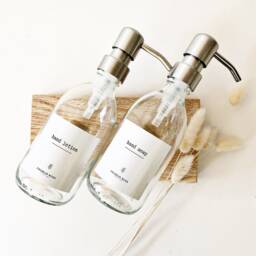 New Refillable Glass Bottle 300Ml, Shampoo, Soap, Lotion Dispenser, Bathroom, Kitchen Bottles - thumbnail 3