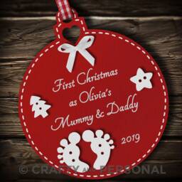 Personalised Baby's 1st First Christmas As Mummy & Daddy Wooden Bauble Tree Ornament Gift For Boy Or Girl Parents - thumbnail 3