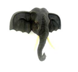 "Wood Carving Elephant Head Natural Teak Hand Carved Wooden Wall Hanging Handmade Art Home Decor/Gift 11""x10.5" - thumbnail 1