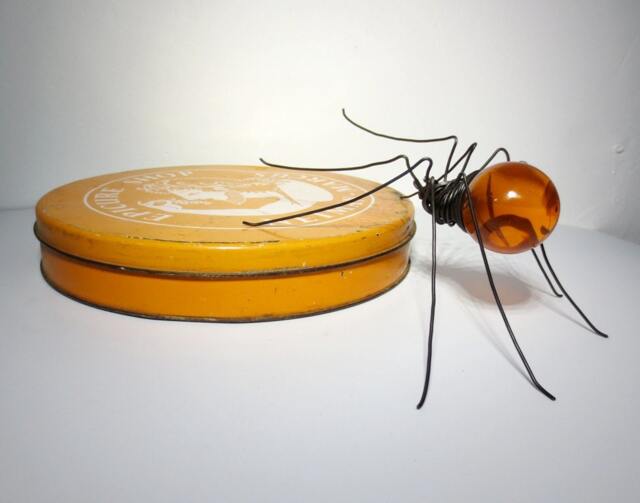 Spectacular Orange Spider Wire & Vintage Globe Repurposed Art, Free Shipping in Us - image 1