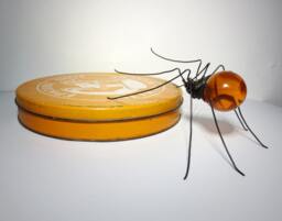 Spectacular Orange Spider Wire & Vintage Globe Repurposed Art, Free Shipping in Us